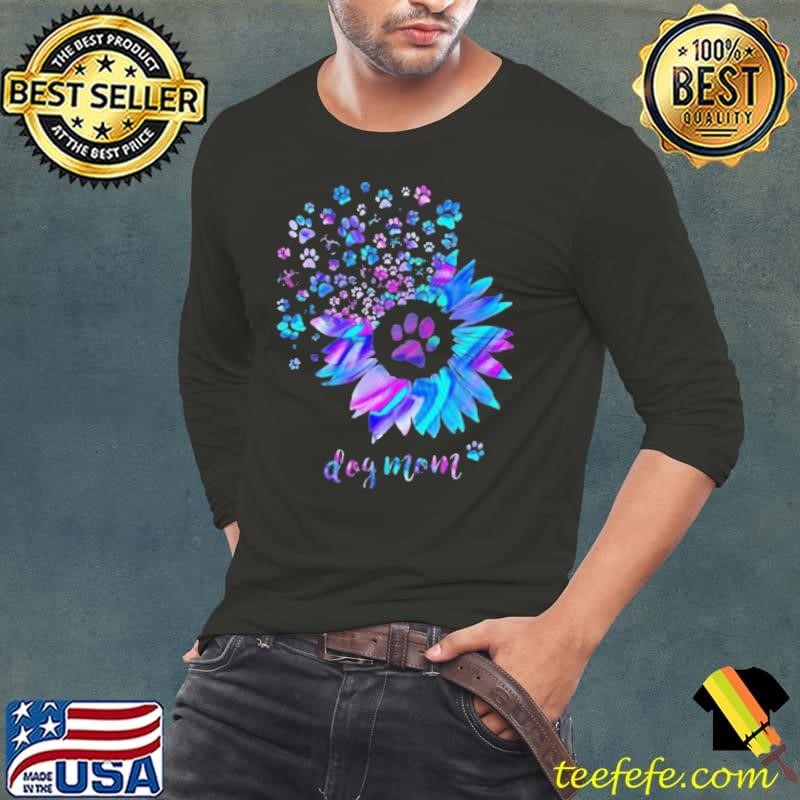 Sunflower And Paw Dog Mom Long Sleeve Tee