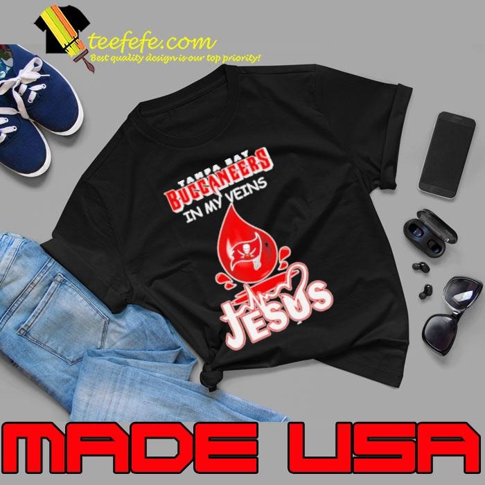 Tampa Bay Buccaneers in my veins Jesus in my heart blood drop shirt