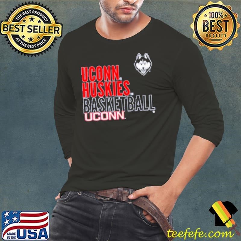 UConn Huskies Basketball Text Logo Overlay Long Sleeve Tee