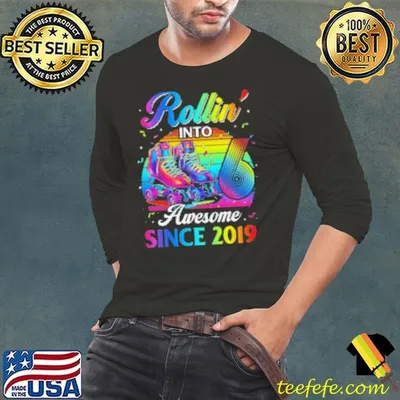 Birthday Roller Skating 6th Girl Rollin Into 6 Skate Party Shirt