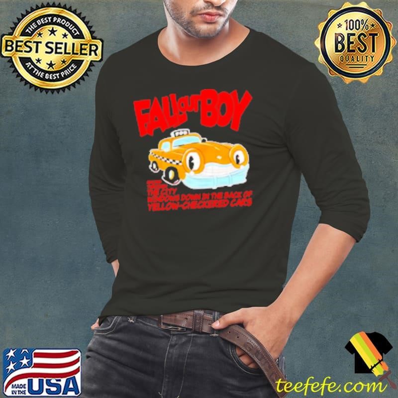 Falloutboy Racing Through The City Windows Down In The Dark Of Yellow Checkered Cars Shirt
