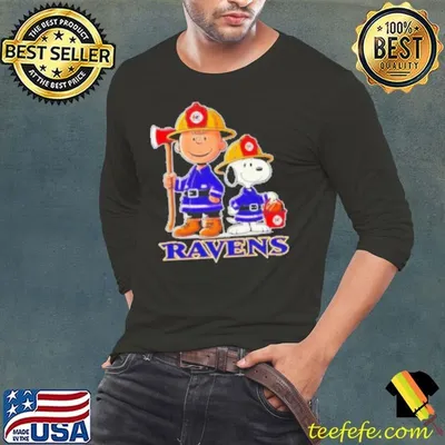 Firefighter Charlie Brown and Snoopy Baltimore Ravens Shirt