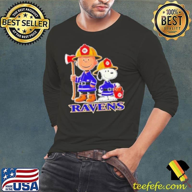 Firefighter Charlie Brown and Snoopy Baltimore Ravens Shirt