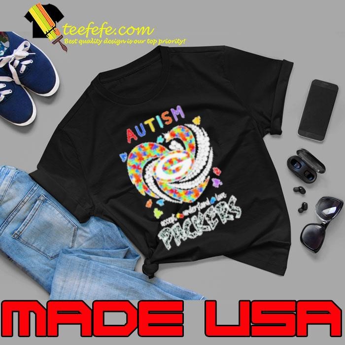 Green Bay Packers Autism Accept Understand Love Heart Diamond Unisex