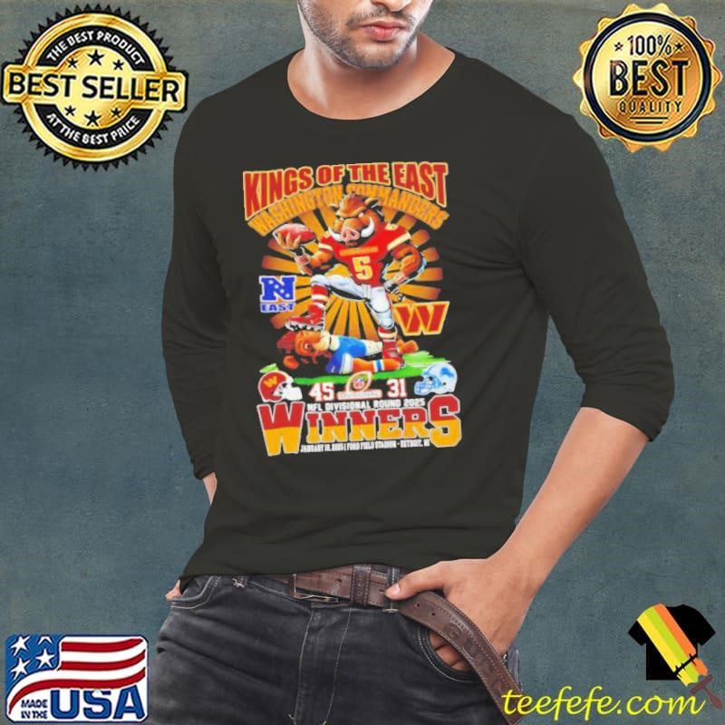 Kings of the East Washington Commanders vs Detroit Lions Mascots NFL Divisional Round 2025 Winners shirt