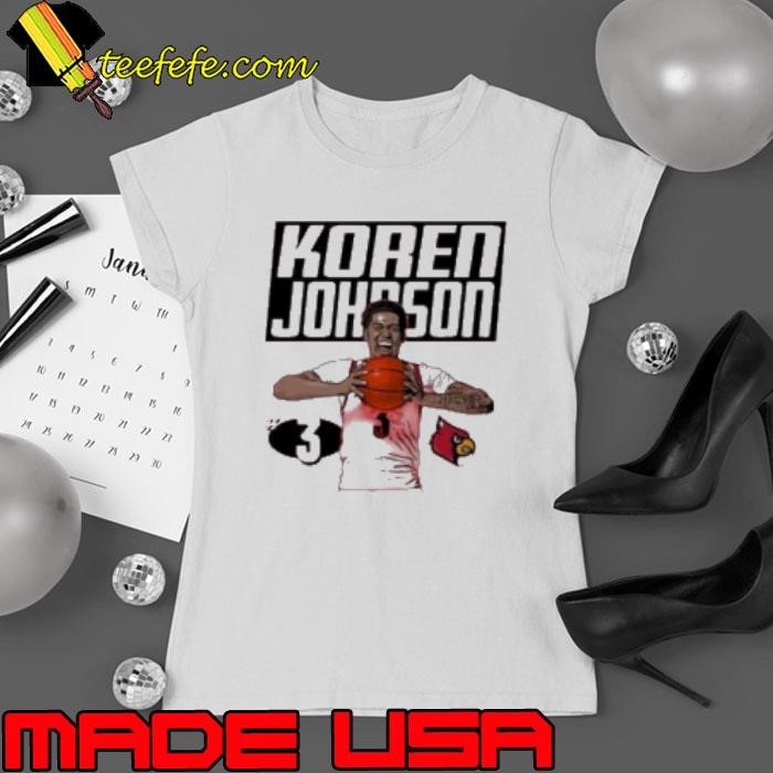 Koren Johnson Louisville Cardinals cartoon player Ladies tee