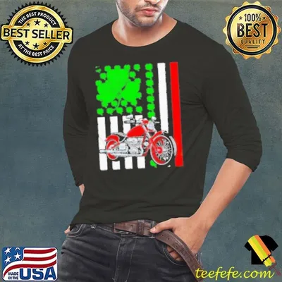 Motorcycle St Patrick’s day Irish American flag T-Shirt