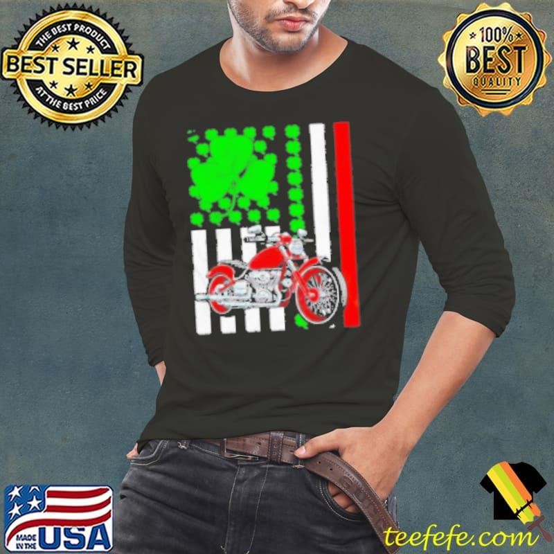 Motorcycle St Patrick’s day Irish American flag T-Shirt