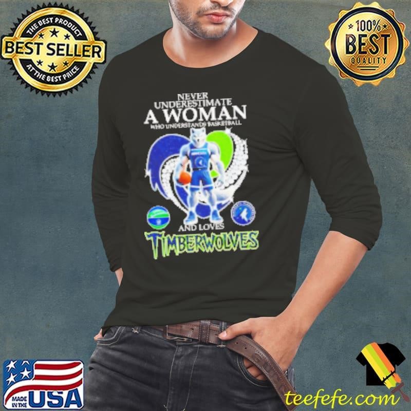 Never underestimate a woman who understands basketball and loves Timberwolves mascot Shirt