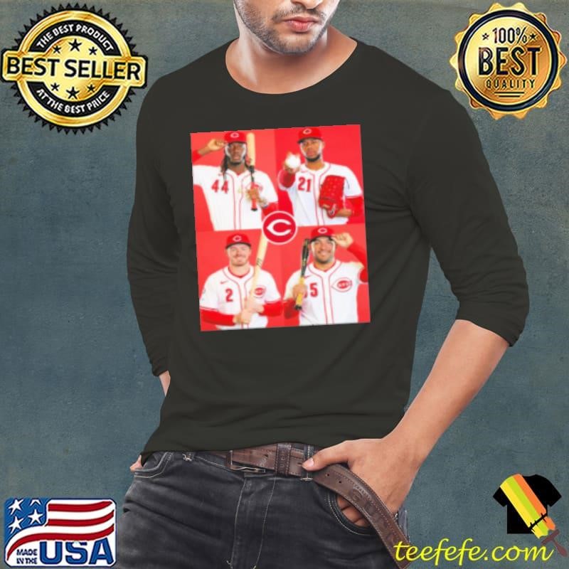 Poster Cincinnati Reds MLB Photo Day Elly De La Cruz, Hunter Greene, Gavin Lux And Jose Trevino Shirt