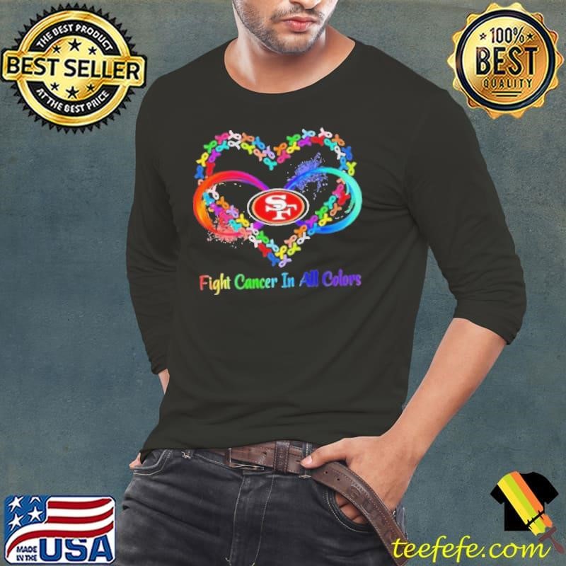 San Francisco 49ers Heart Fight Cancer in All Colors Long Sleeve Tee