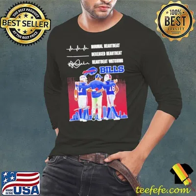 Sean McDermott Josh Allen and Amari Cooper Normal Heartbeat Deceased Heartbeat Heartbeat Watching Buffalo Bills Signatures shirt