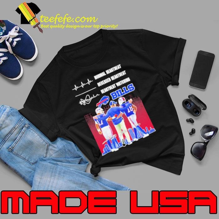 Sean McDermott Josh Allen and Amari Cooper Normal Heartbeat Deceased Heartbeat Heartbeat Watching Buffalo Bills Signatures Unisex