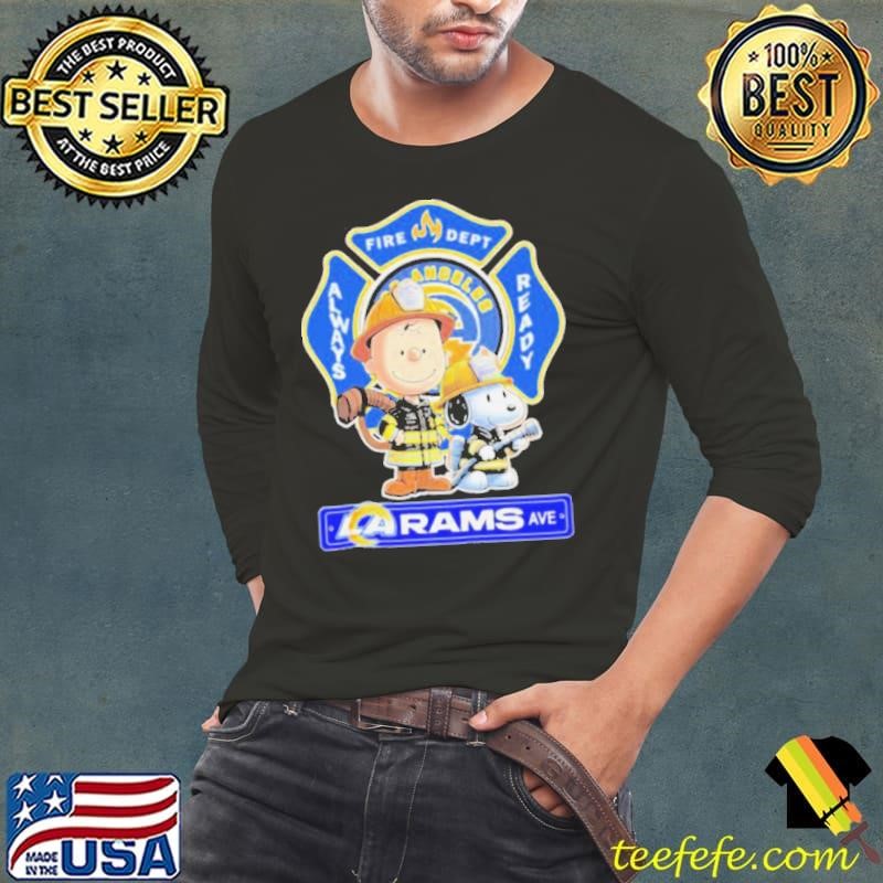 Snoopy And Charlie Brown Los Angeles Rams Fire Dept Always Ready The Peanuts X Firefighter LA  shirt