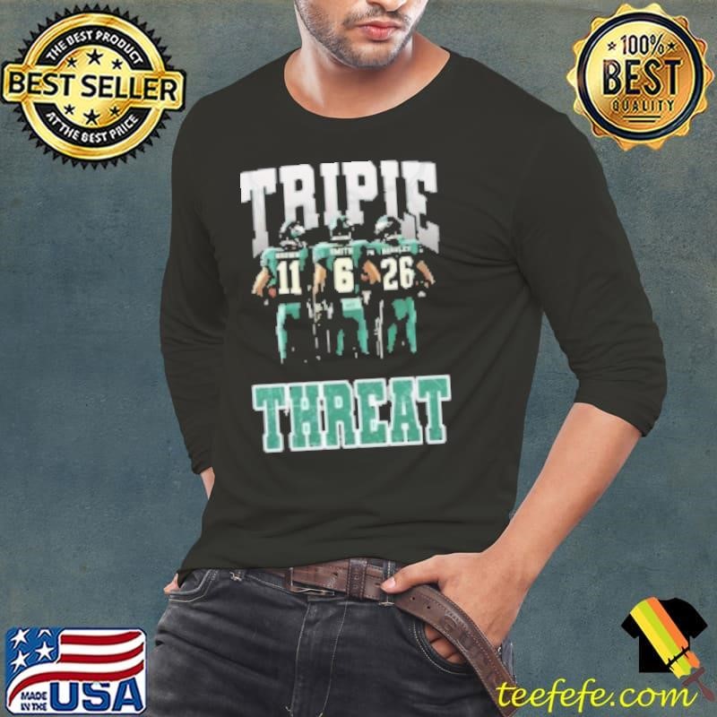 Triple Threat Saquon Barkley Aj Brown And Devonta Smith Eagles Shirt