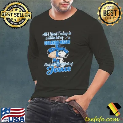 2025 Snoopy And Charlie Brown All I Need Today Is A Little Bit Of Orlando Magic And A Whole Lot Of Jesus shirt