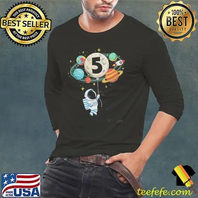 5 Years Old Birthday Boy Astronaut Space 5th Birthday Shirt