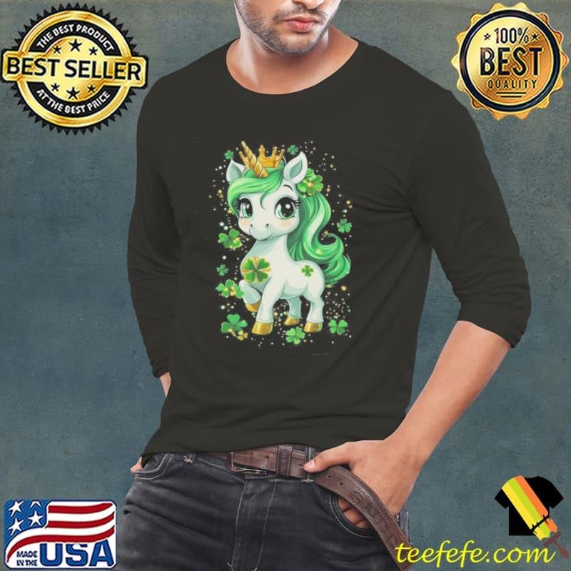 Cute Unicorn Shamrock St Patricks Day Girls Kids Lepricorn Shirt