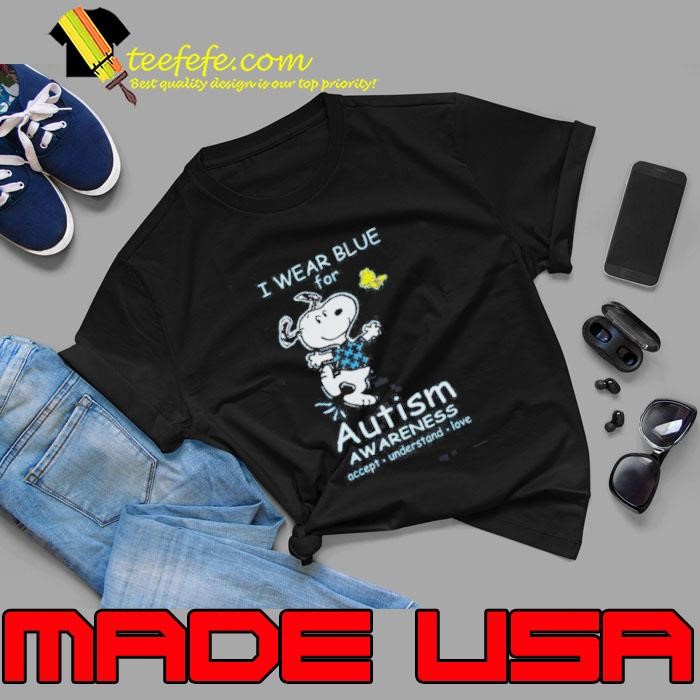 I Wear Blue For Autism Awareness Charlie And Snoopy 2025 Unisex