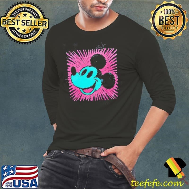 Mickey Mouse Psychedelic Neon Art Retro Graphic Black Shirt