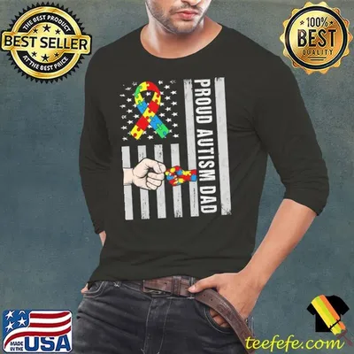 Proud Autism Dad American Flag USA Autism Awareness Dad T-Shirt