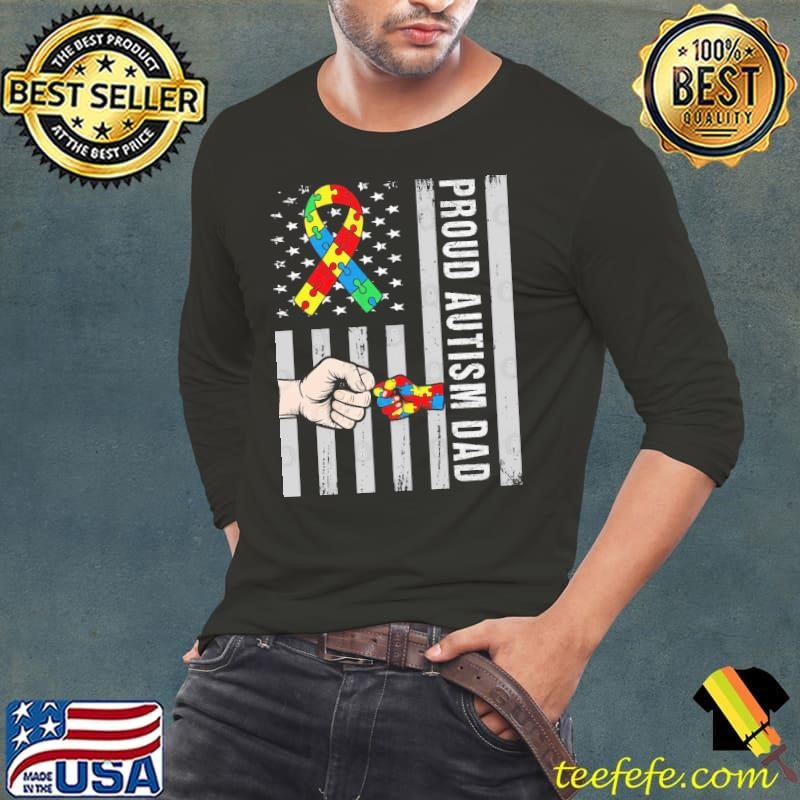 Proud Autism Dad American Flag USA Autism Awareness Dad T-Shirt