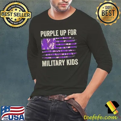 Purple Up For Military Kids Military Child Month USA Flag Shirt