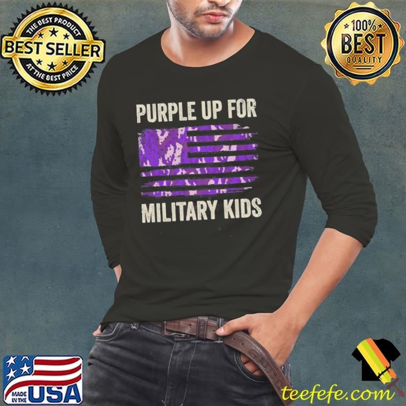Purple Up For Military Kids Military Child Month USA Flag Shirt