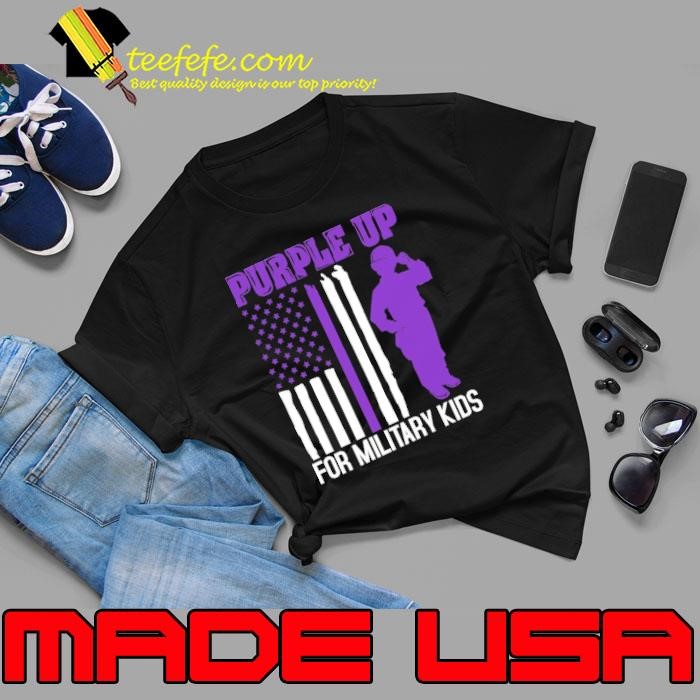 Purple Up For Military Kids Month Quote Military Child USA Flag Unisex