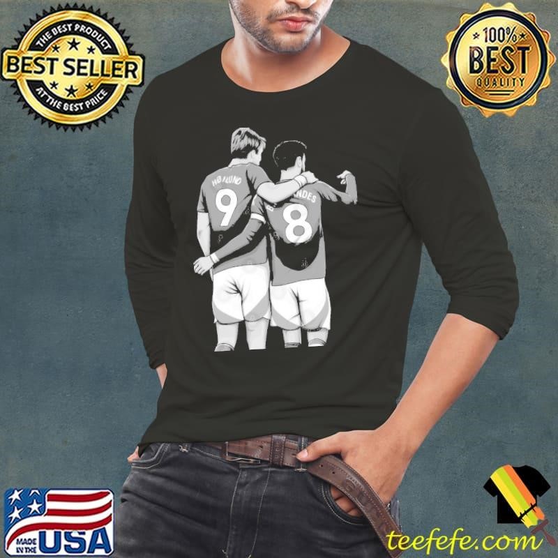 Rasmus Højlund and Bruno Fernandes Black and White Version Long Sleeve Tee