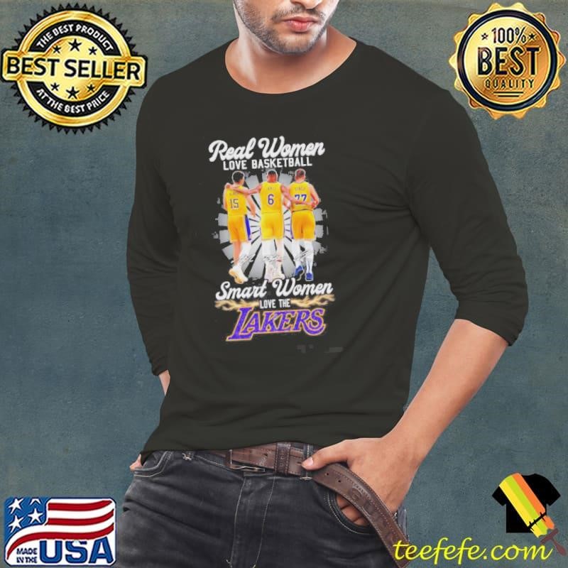 Real Women Love Basketball Smart Women Love The Lakers Reaves James And Doncic Signatures Shirt