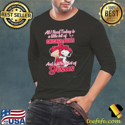 Snoopy And Charlie Brown All I Need Today Is A Little Bit Of Chicago Bulls And A Whole Lot Of Jesus 2025 Shirt