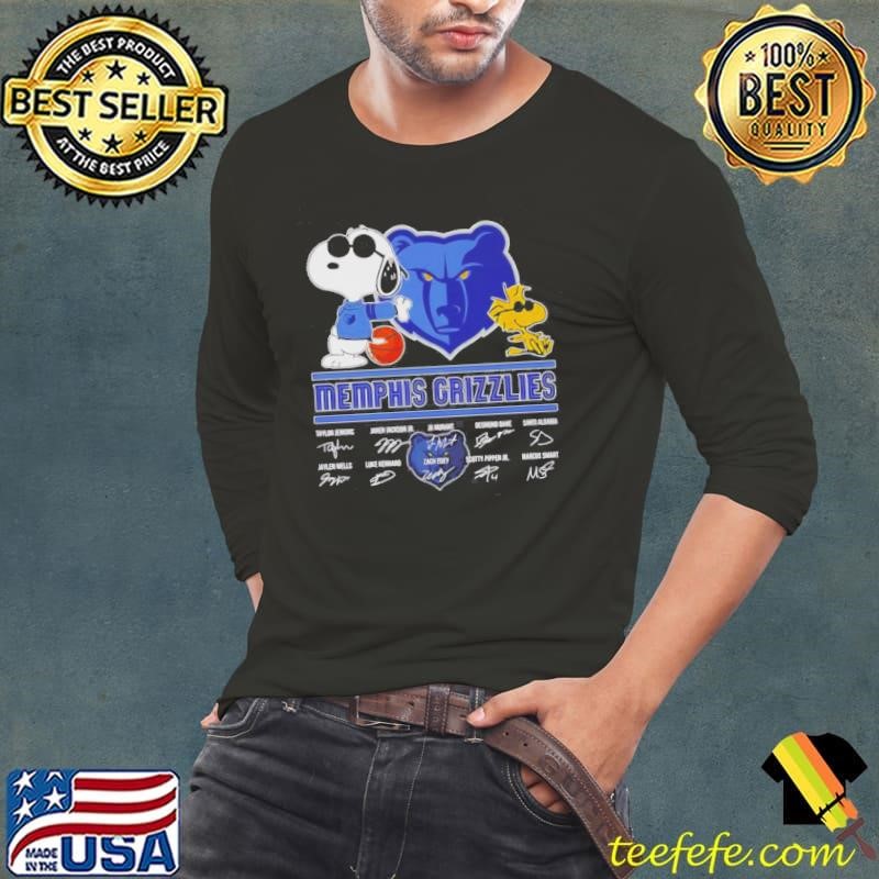 Snoopy And Woodstock Memphis Grizzlies Signatures Long Sleeve Tee