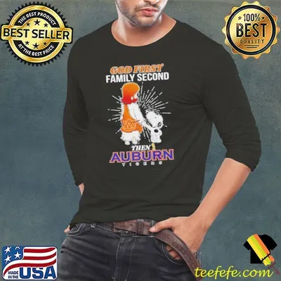 Snoopy Walking God First Family Second Then Auburn Tigers Shirt