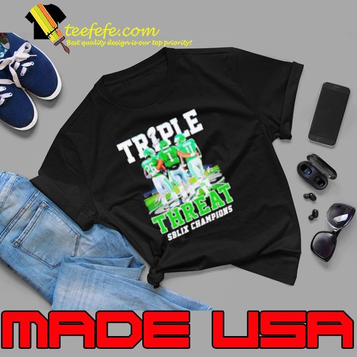 Triple Threat SB LIX Champions Philadelphia Eagles Barkley Hurts and Brown shirt