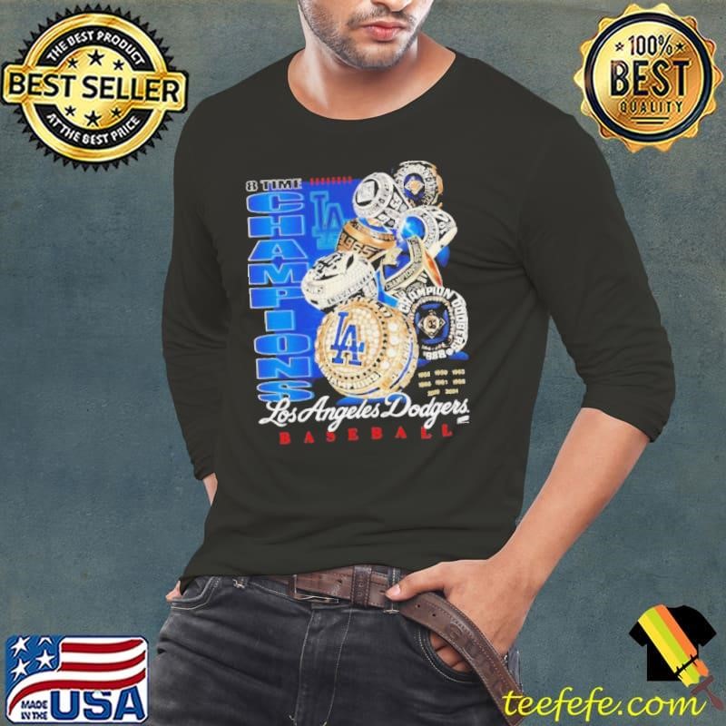 8 time Champions Los Angeles Dodgers baseball rings shirt