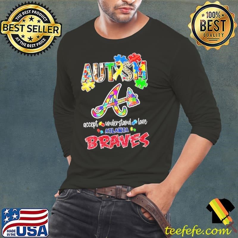 Autism accept understand love Atlanta Braves Long Sleeve Tee