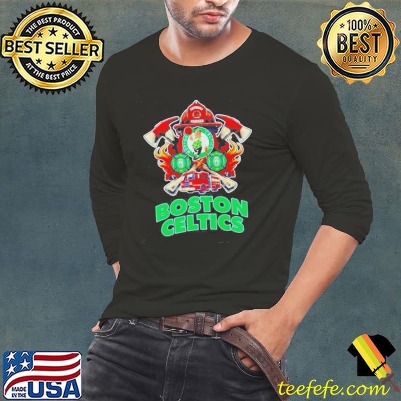 Boston Celtics Logo And Fire Equipment Long Sleeve Tee