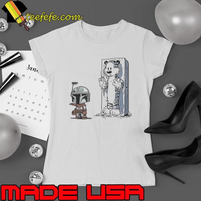 Calvin And Hobbes Boba Fett And Han Solo Frozen In Carbonite Ladies tee