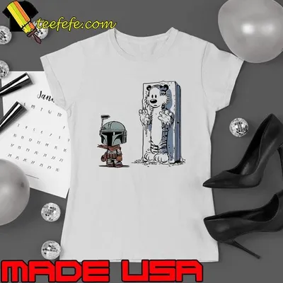 Calvin and Hobbes Boba Fett and Han Solo frozen in carbonite shirt