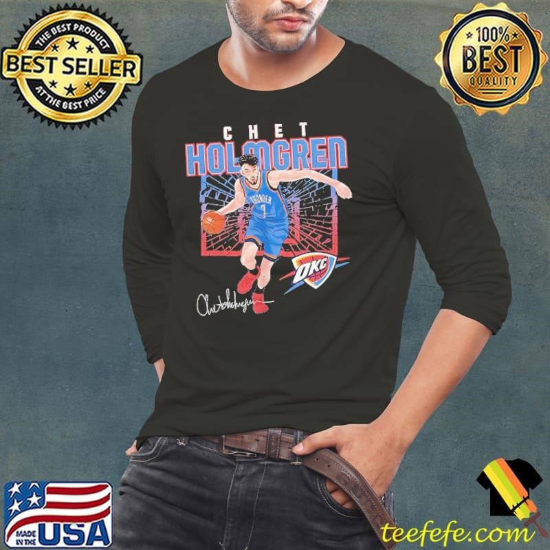 Chet Holmgren Oklahoma City Thunder MLB basketball player shattered signature shirt