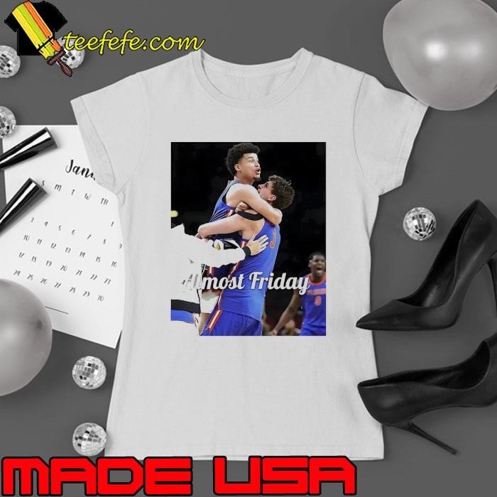 Clayton Jr. hug Micah Handlogten Almost Friday Ladies tee