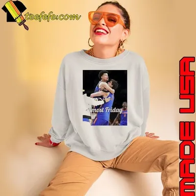 Clayton Jr. hug Micah Handlogten Almost Friday shirt