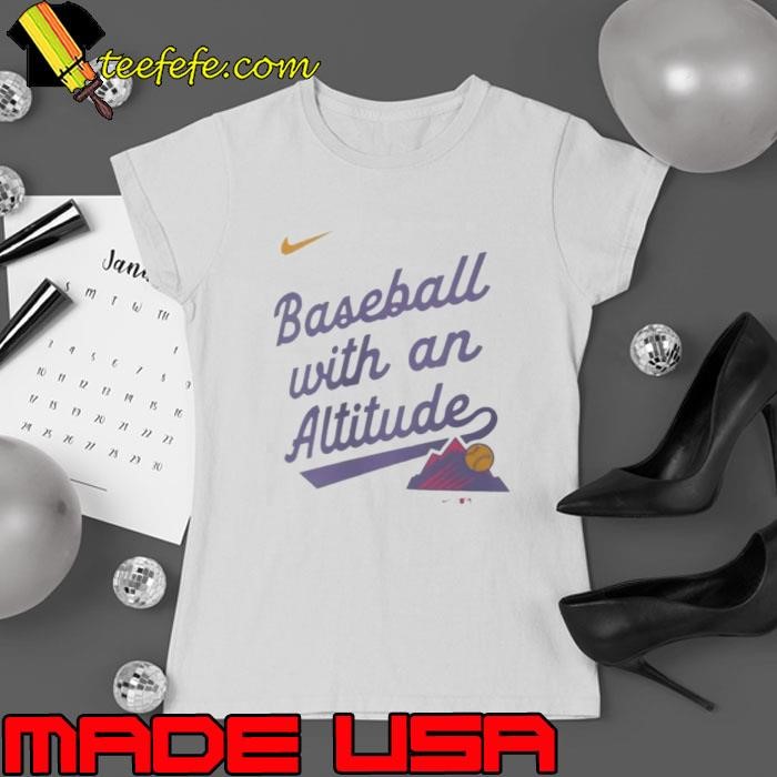 Colorado Rockies baseball with an Altitude 2025 City Connect Team Phrase Legend Performance Ladies tee