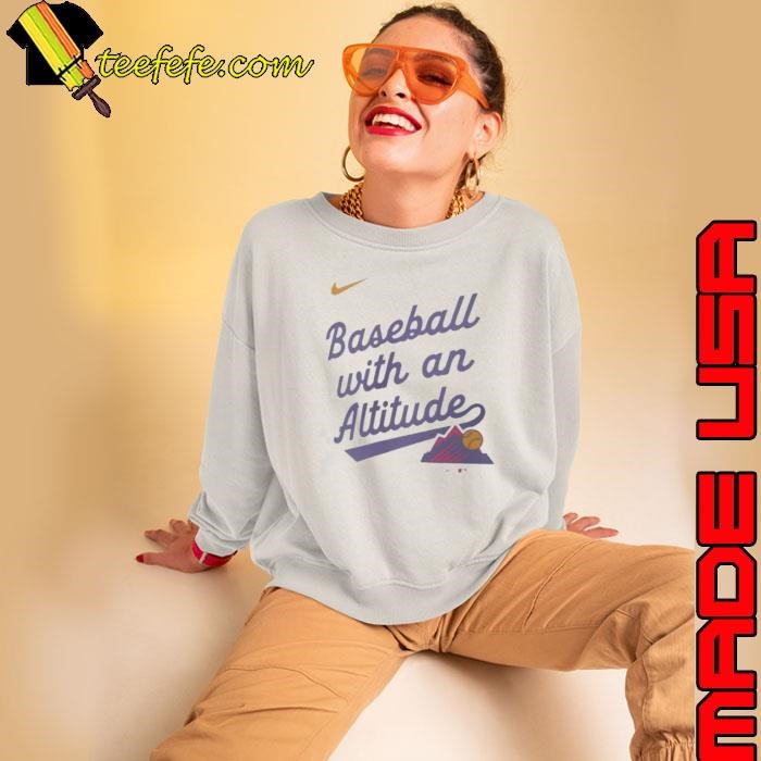 Colorado Rockies baseball with an Altitude 2025 City Connect Team Phrase Legend Performance Sweatshirt