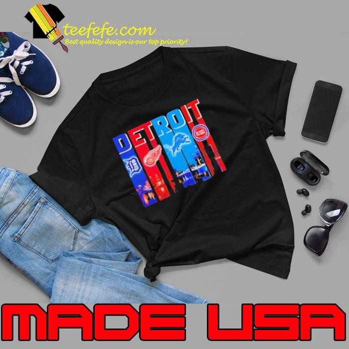 Detroit Tigers x Detroit Red Wings x Detroit Lions x Detroit Pistons night city Unisex