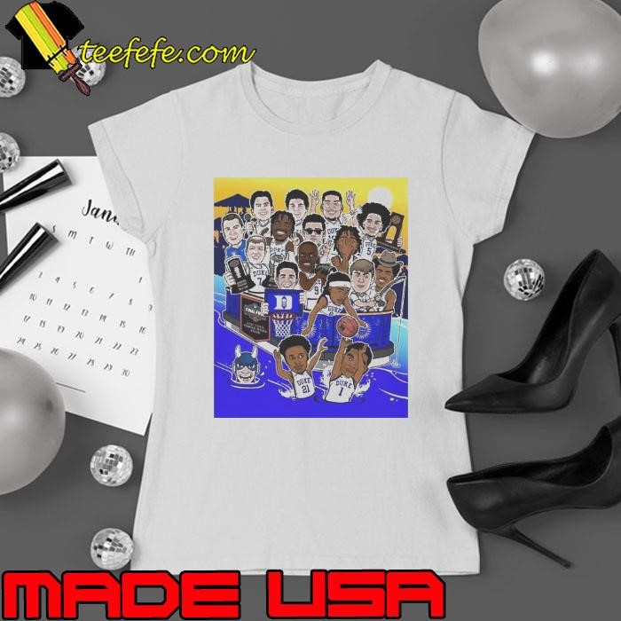 Duke Blue Devils Mens Basketball The Road Ends Here NCAA Final Four ANd Then There Were Four Caricatures Ladies tee