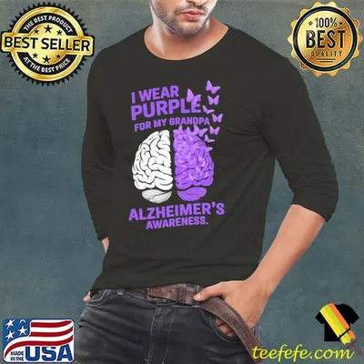 Great I Wear Purple For My grandpa Alzheimer's Awareness Brain T-Shirt