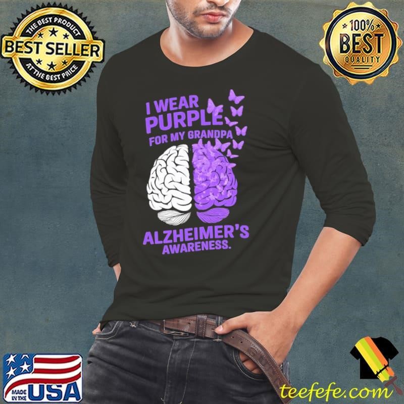 Great I Wear Purple For My grandpa Alzheimer's Awareness Brain T-Shirt
