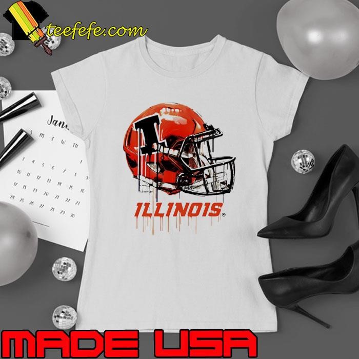Illinois Fighting Illini Youth Heather Dripping Football Helmet Ladies tee